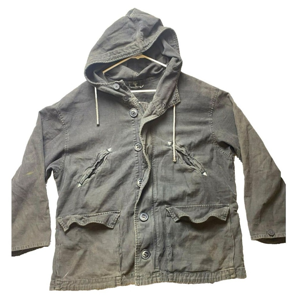 Free People Charcoal Hooded Military Jacket